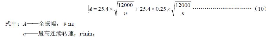 透平壓縮機的軸振動值按式(10)計算